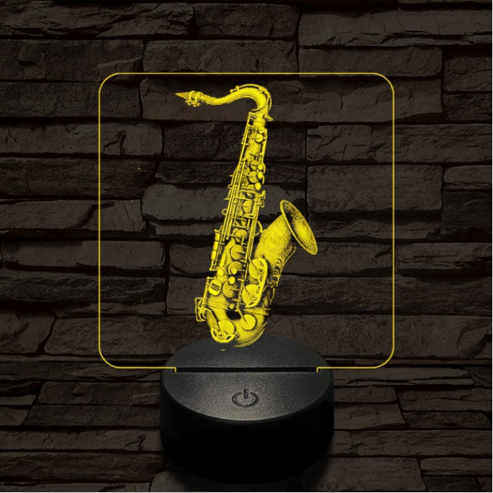 Csillogó szaxofon 7 színű valósághű 3D led lámpa