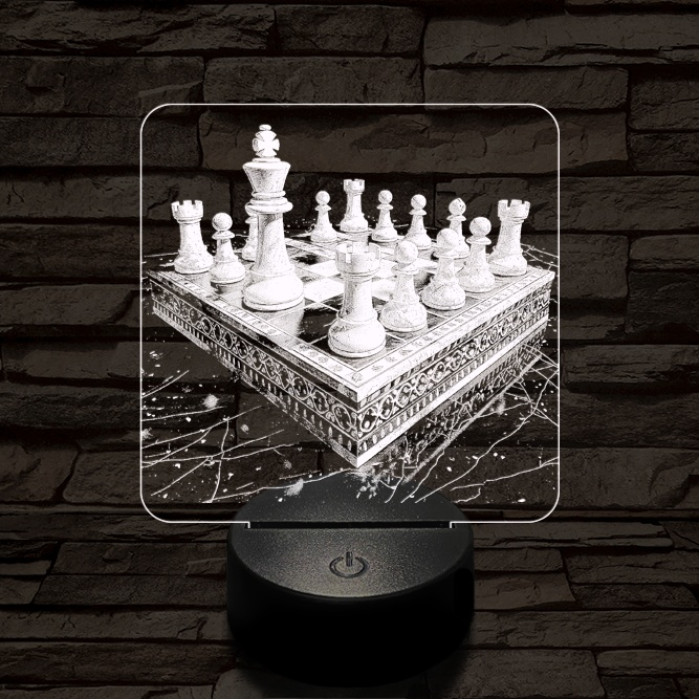 Sakk térfél 7 színű valósághű 3D led lámpa