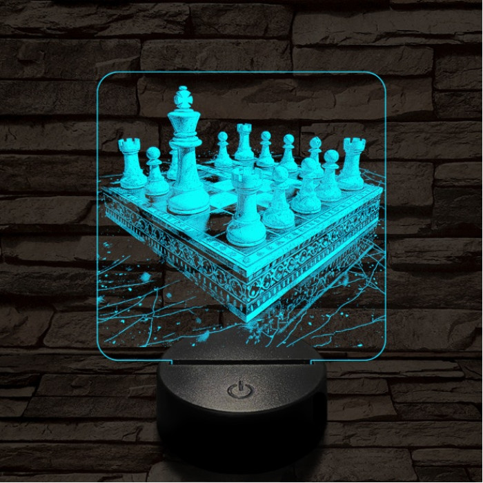 Sakk térfél 7 színű valósághű 3D led lámpa
