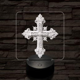Díszes kereszt 7 színű valósághű 3D led lámpa
