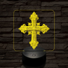Díszes kereszt 7 színű valósághű 3D led lámpa