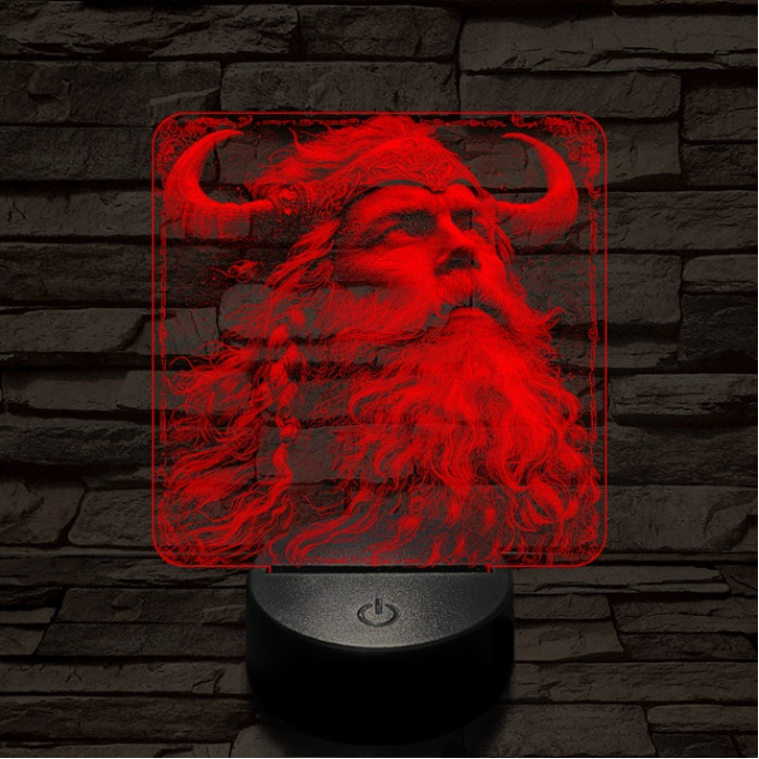 Viking vezér 7 színű valósághű 3D led lámpa