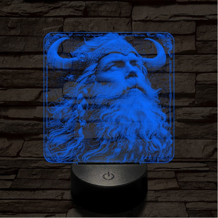 Viking vezér 7 színű valósághű 3D led lámpa