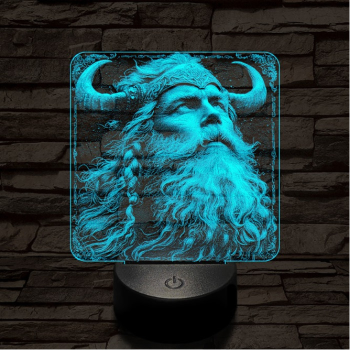 Viking vezér 7 színű valósághű 3D led lámpa