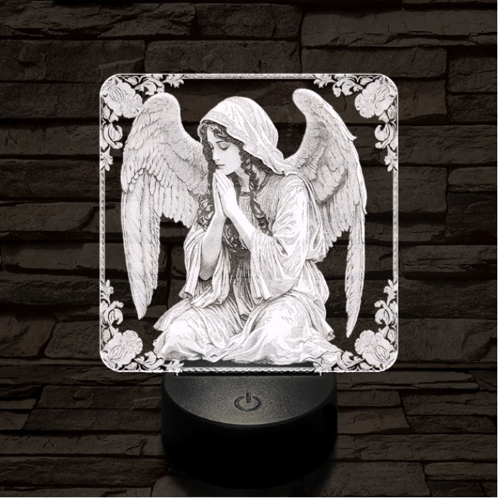 Imádkozó angyal 7 színű valósághű 3D led lámpa