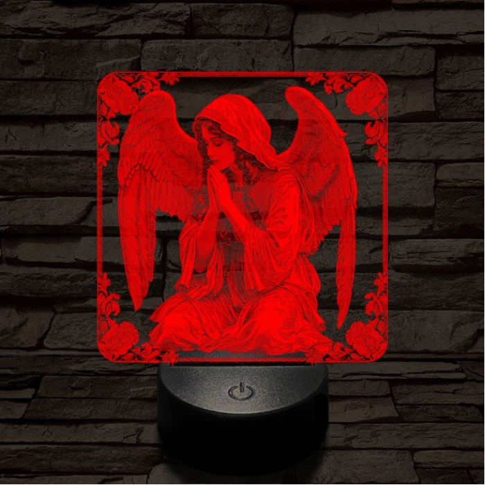 Imádkozó angyal 7 színű valósághű 3D led lámpa
