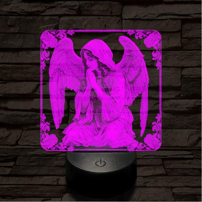 Imádkozó angyal 7 színű valósághű 3D led lámpa