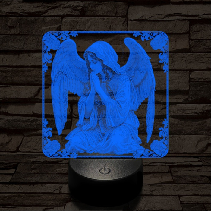 Imádkozó angyal 7 színű valósághű 3D led lámpa
