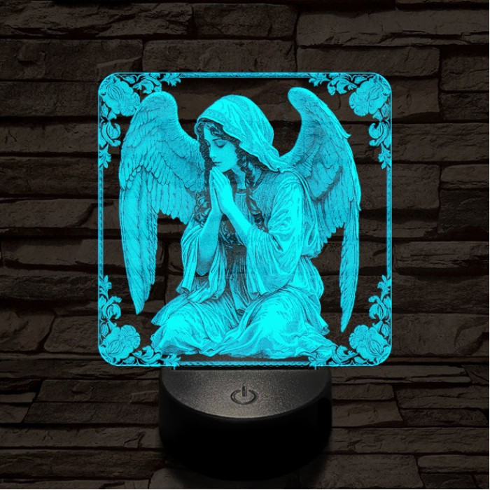 Imádkozó angyal 7 színű valósághű 3D led lámpa