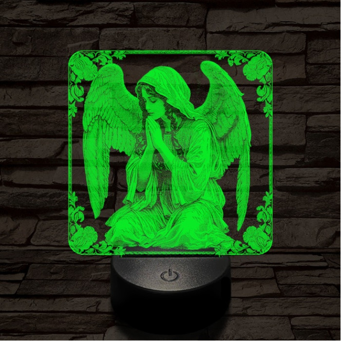 Imádkozó angyal 7 színű valósághű 3D led lámpa