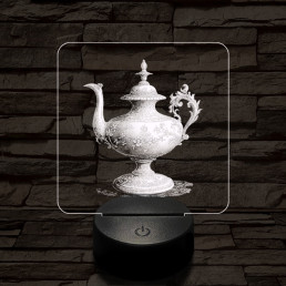 Díszes teáskancsó 7 színű valósághű 3D led lámpa
