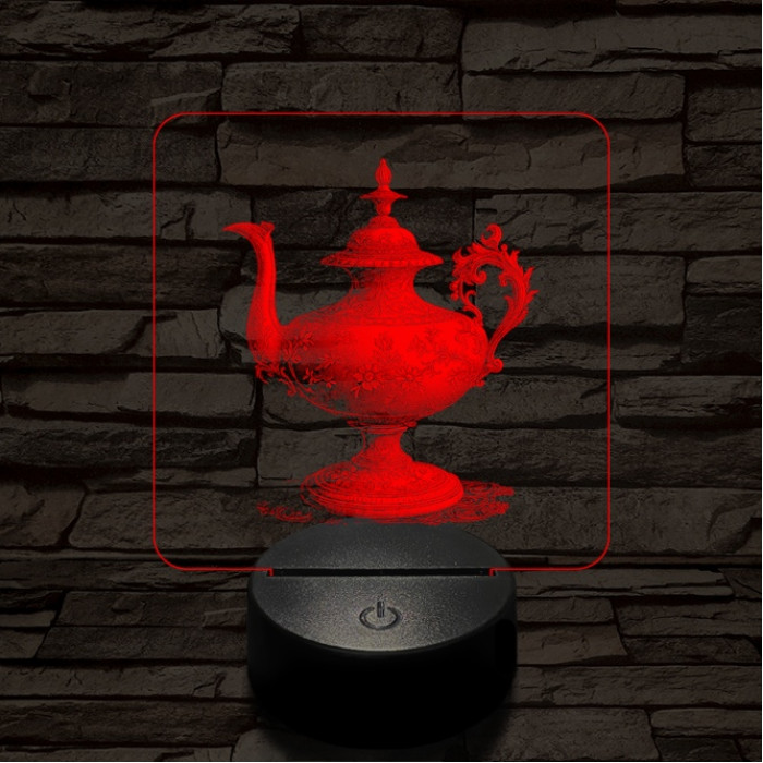 Díszes teáskancsó 7 színű valósághű 3D led lámpa