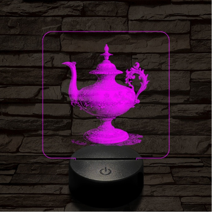 Díszes teáskancsó 7 színű valósághű 3D led lámpa