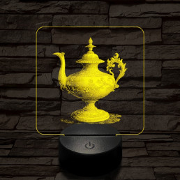 Díszes teáskancsó 7 színű valósághű 3D led lámpa