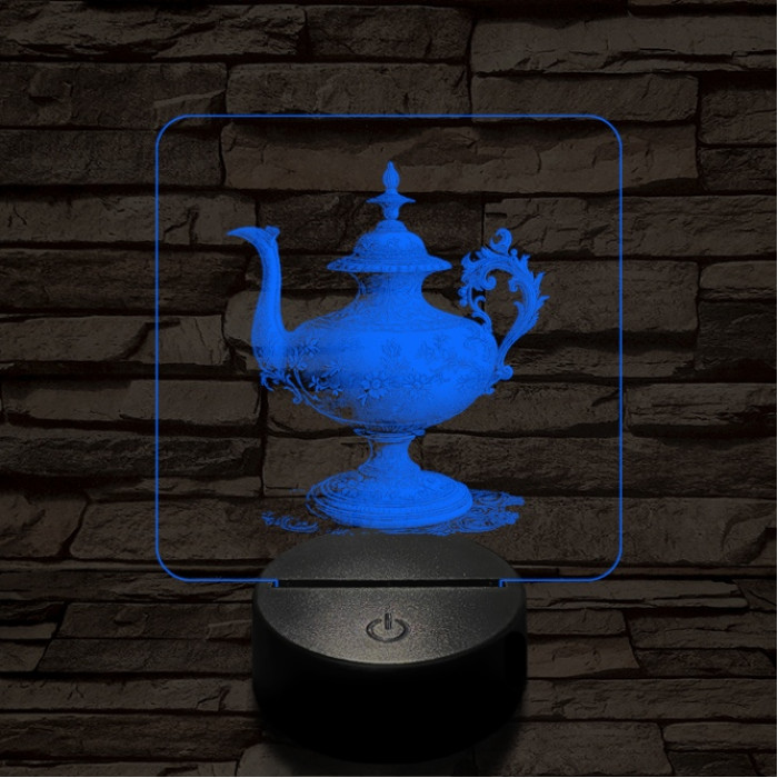 Díszes teáskancsó 7 színű valósághű 3D led lámpa