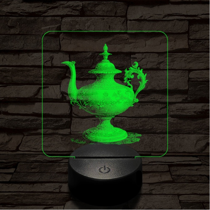 Díszes teáskancsó 7 színű valósághű 3D led lámpa