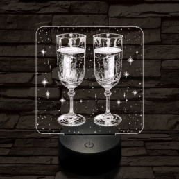 Ünneplés pezsgővel 7 színű valósághű 3D led lámpa