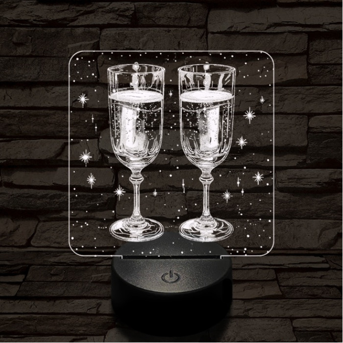 Ünneplés pezsgővel 7 színű valósághű 3D led lámpa