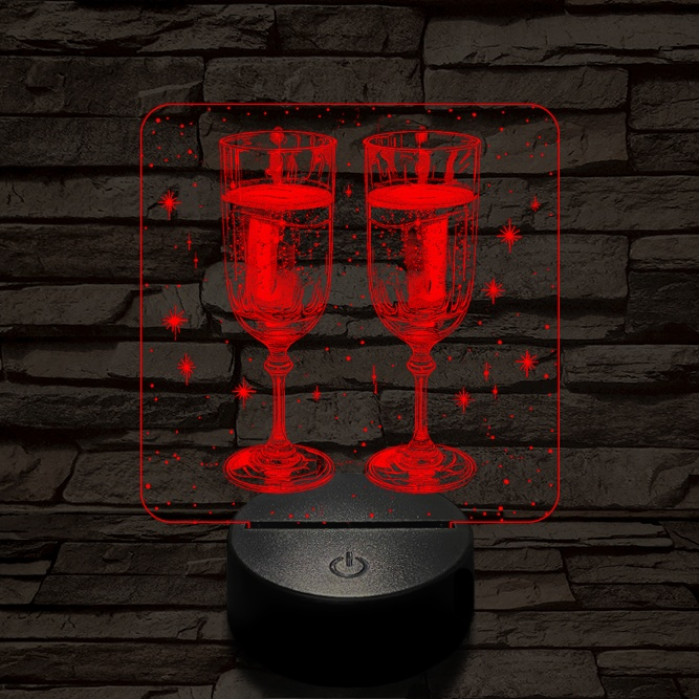 Ünneplés pezsgővel 7 színű valósághű 3D led lámpa