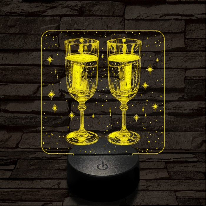 Ünneplés pezsgővel 7 színű valósághű 3D led lámpa