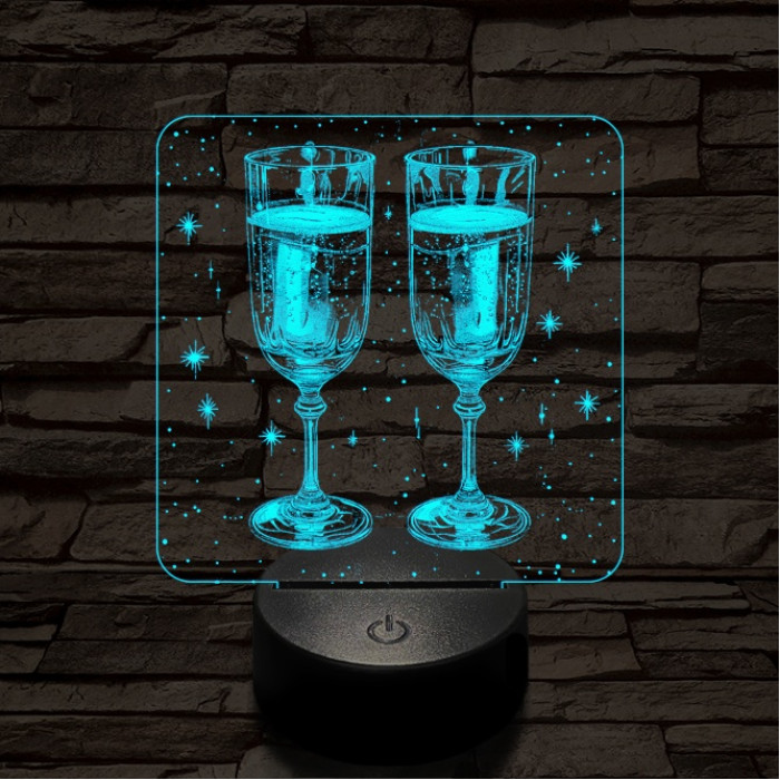 Ünneplés pezsgővel 7 színű valósághű 3D led lámpa