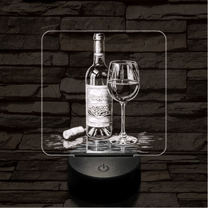 Borkóstoló 7 színű valósághű 3D led lámpa