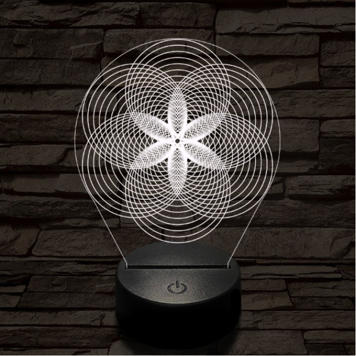 Gráf virág 7 színű  3D led lámpa