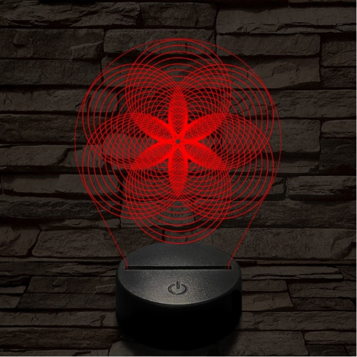 Gráf virág 7 színű  3D led lámpa