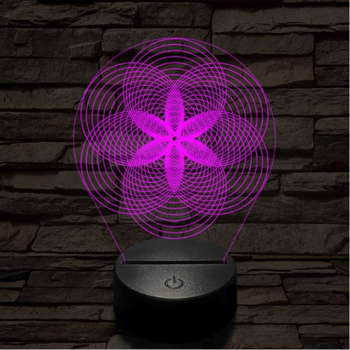 Gráf virág 7 színű  3D led lámpa