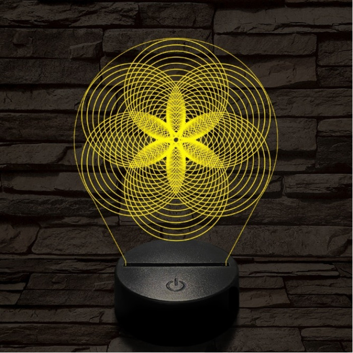 Gráf virág 7 színű  3D led lámpa