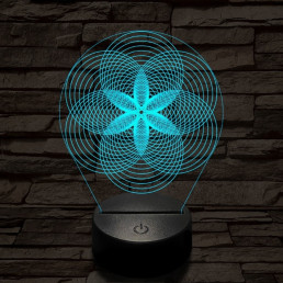 Gráf virág 7 színű  3D led lámpa