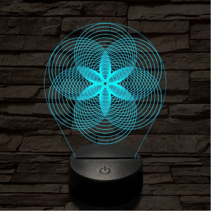 Gráf virág 7 színű  3D led lámpa