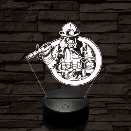 Tűzoltó lánglovag 7 színű  3D led lámpa