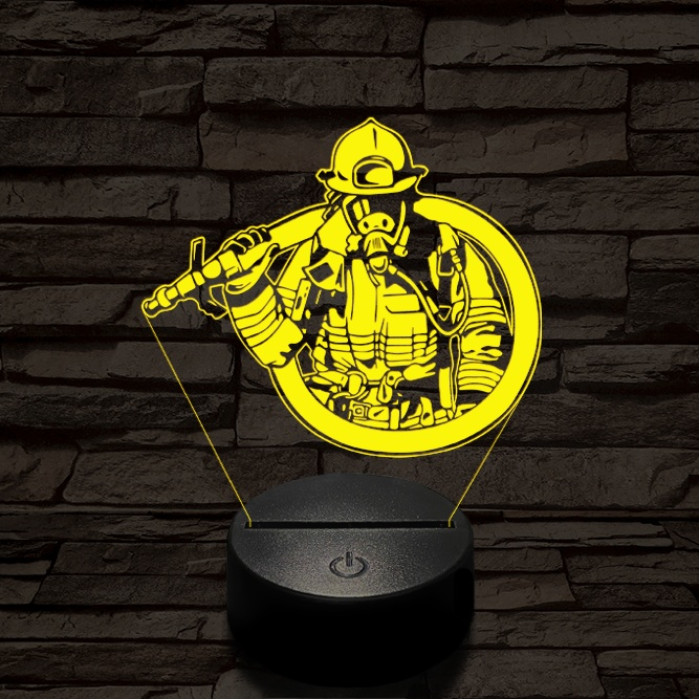 Tűzoltó lánglovag 7 színű  3D led lámpa