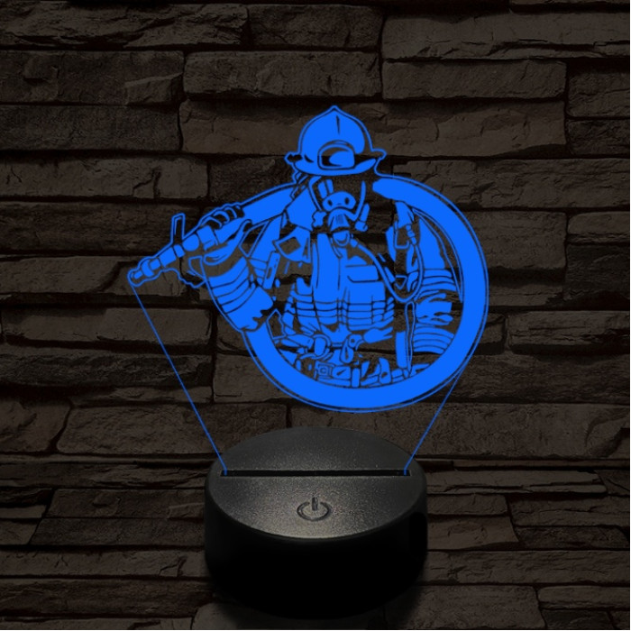 Tűzoltó lánglovag 7 színű  3D led lámpa