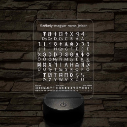 Rovásírás táblázat 7 színű 3D led lámpa