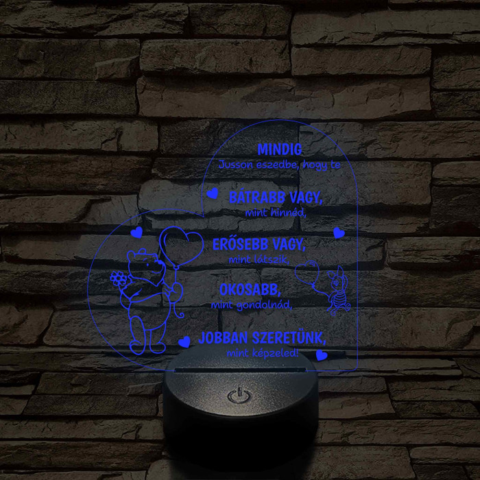 Micimackó és Malacka - 7 színű, színváltós 3D LED lámpa