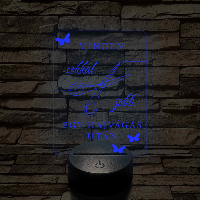 Minden jobb egy hajvágás után – 7 színű, színváltós fodrász 3D LED lámpa