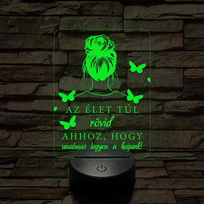 Az élet túl rövid... – 7 színű, színváltós fodrász 3D LED lámpa