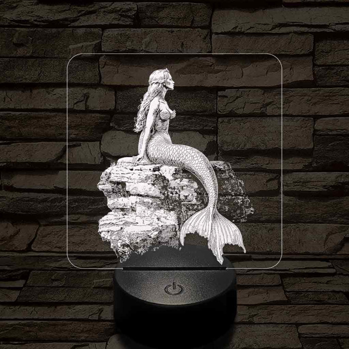 Szirén hableány 7 színű valósághű 3D led lámpa
