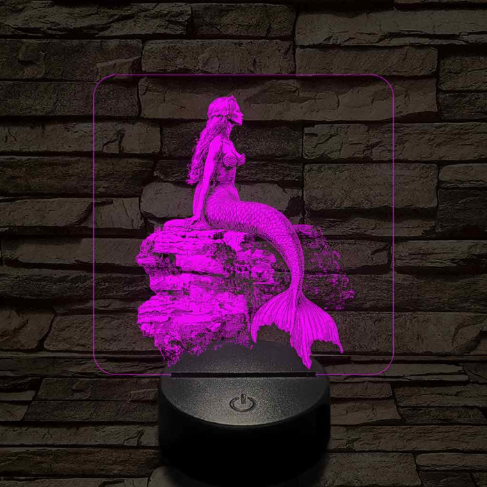 Szirén hableány 7 színű valósághű 3D led lámpa