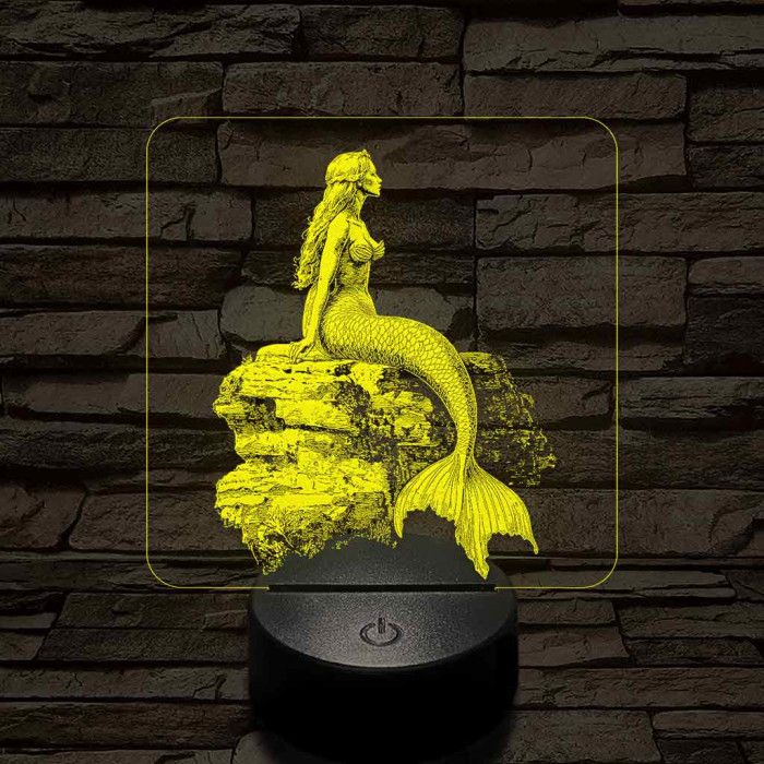 Szirén hableány 7 színű valósághű 3D led lámpa