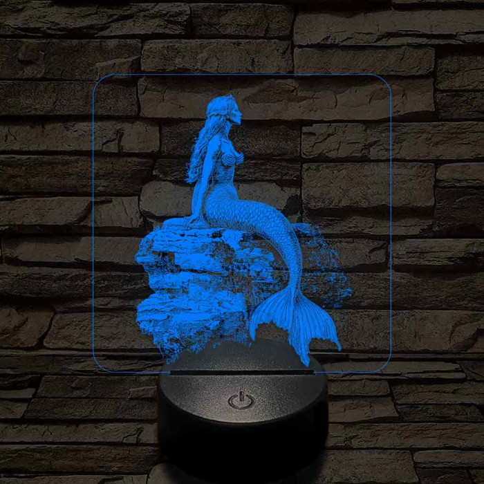 Szirén hableány 7 színű valósághű 3D led lámpa
