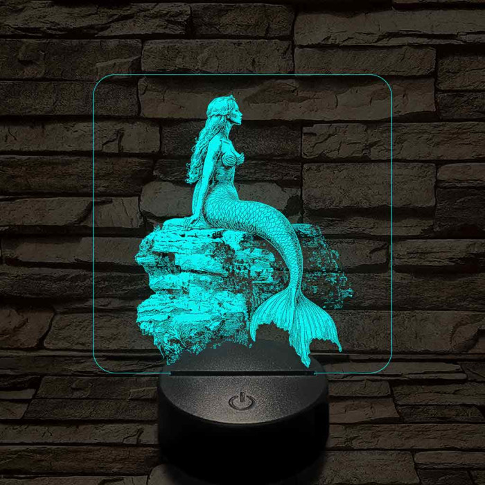 Szirén hableány 7 színű valósághű 3D led lámpa