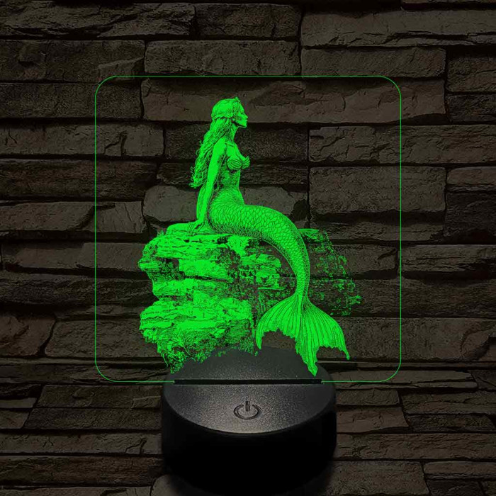 Szirén hableány 7 színű valósághű 3D led lámpa