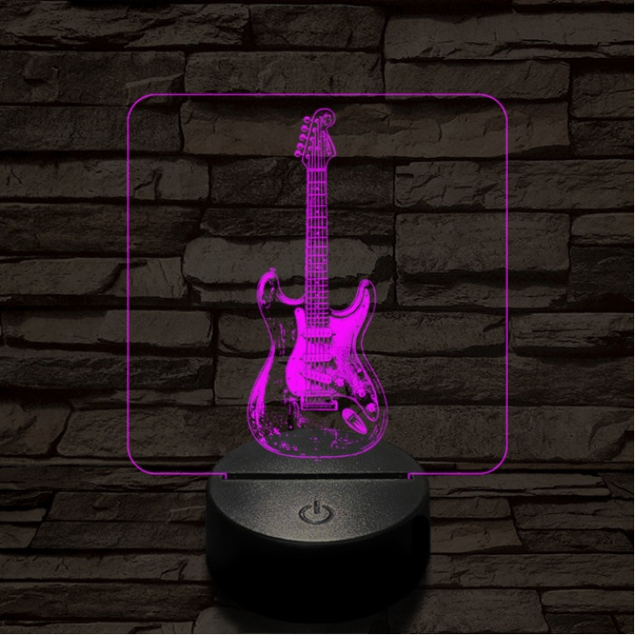 Szólógitár 7 színű valósághű 3D led lámpa
