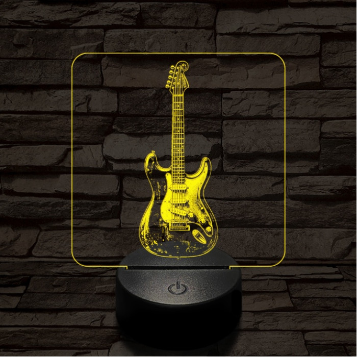 Szólógitár 7 színű valósághű 3D led lámpa