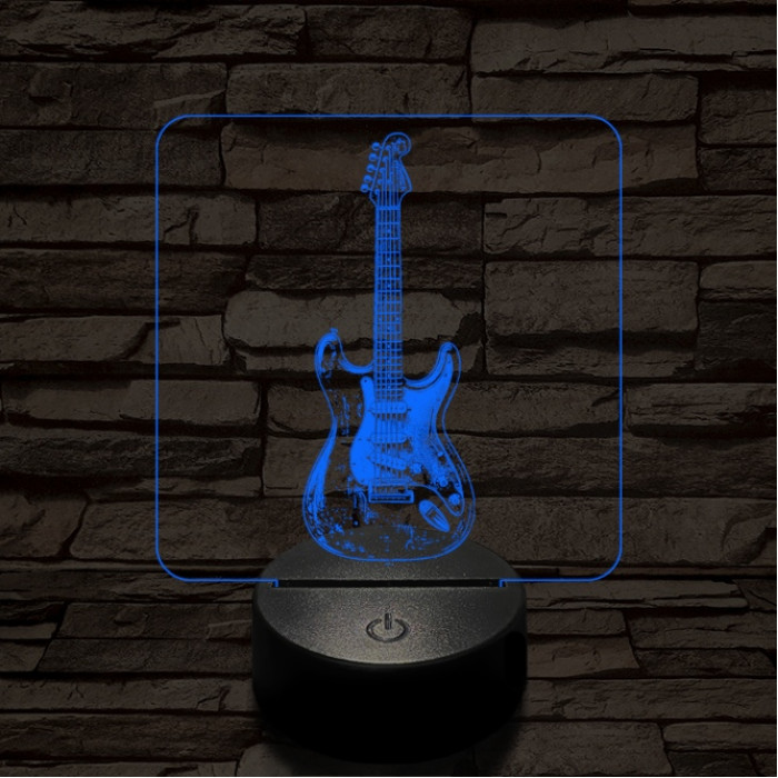 Szólógitár 7 színű valósághű 3D led lámpa