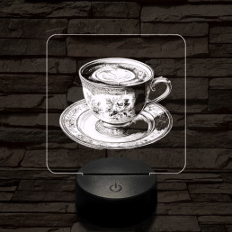 Kávé esztétika 7 színű, valósághűen gravírozott 3D led lámpa