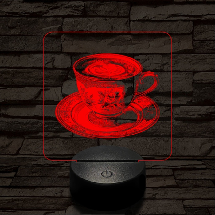 Kávé esztétika 7 színű, valósághűen gravírozott 3D led lámpa